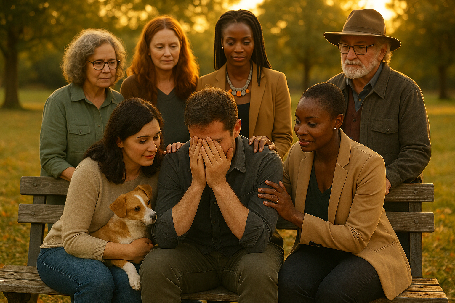Member supported on bench by team