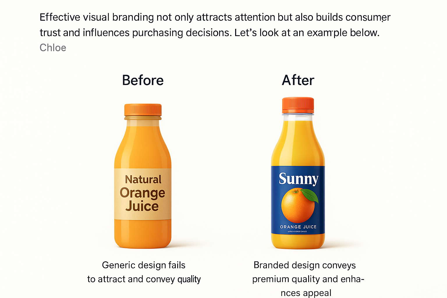 Before and after branding example with two products